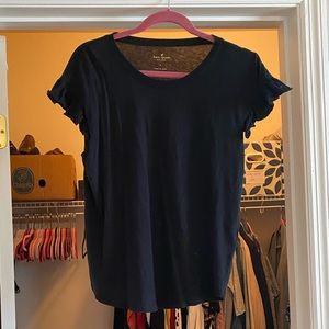 Kate Spade Size L Black Ruffle Top